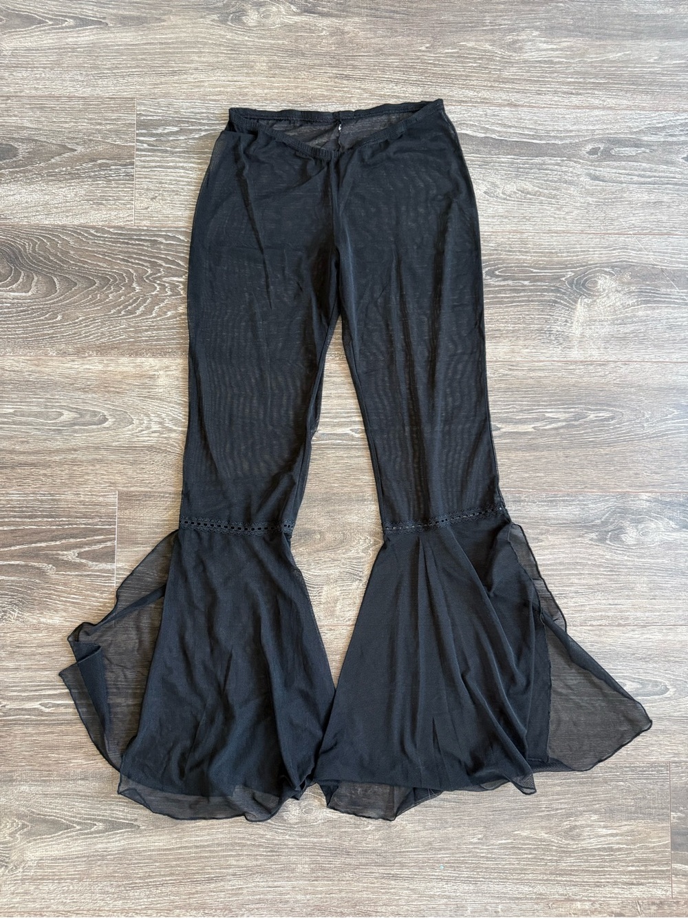 Flared mesh cover up pants